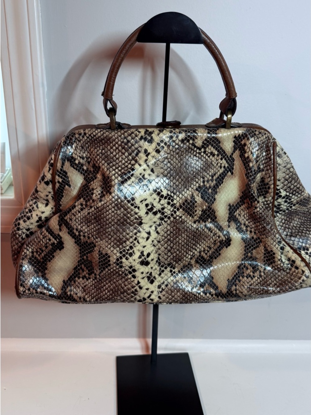 Jessica Simpson Python-Print Satchel - Picture 2 of 9